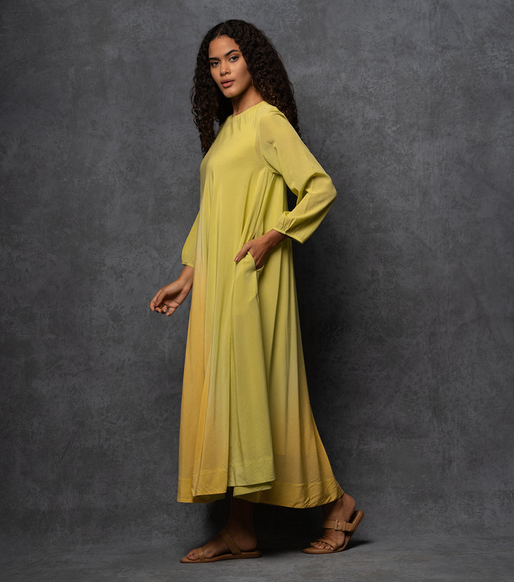 Yellow Ombre Cotton Maxi Dress