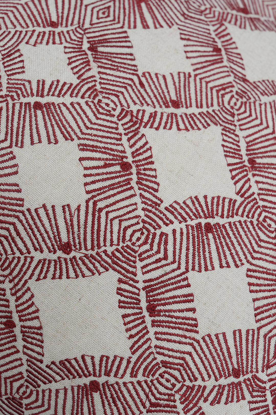 Crimson Geometric Embroidered Cushion Cover