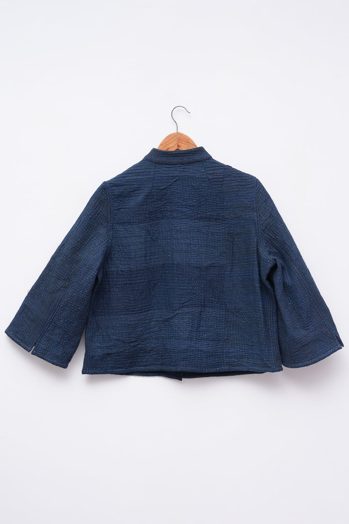 Navy Blue Vintage Cotton Kantha Jacket