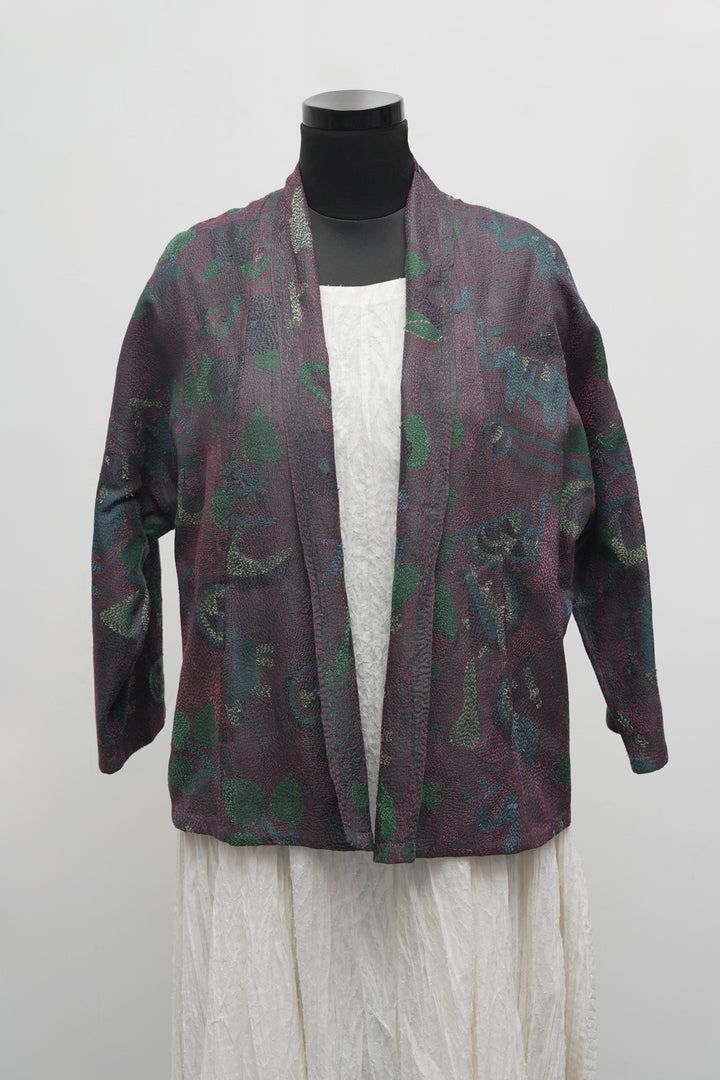 Multicolor Silk Kantha Overlay