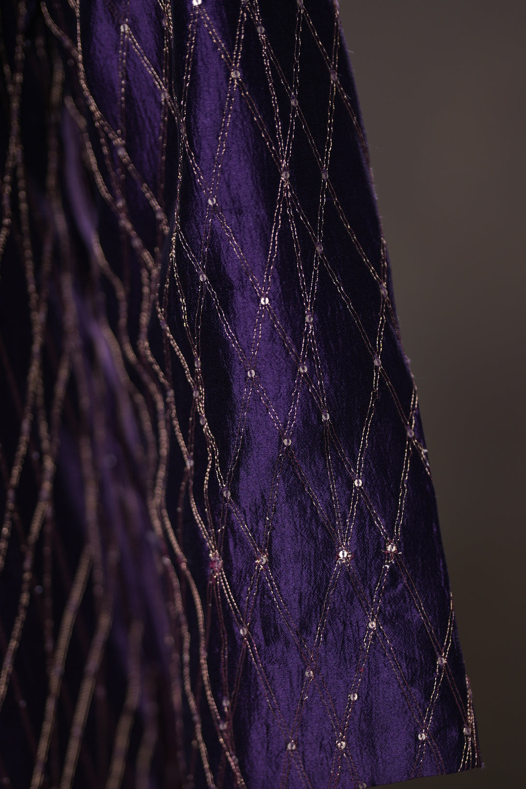 Purple Hand Embroidered Silk Kurta with Pants