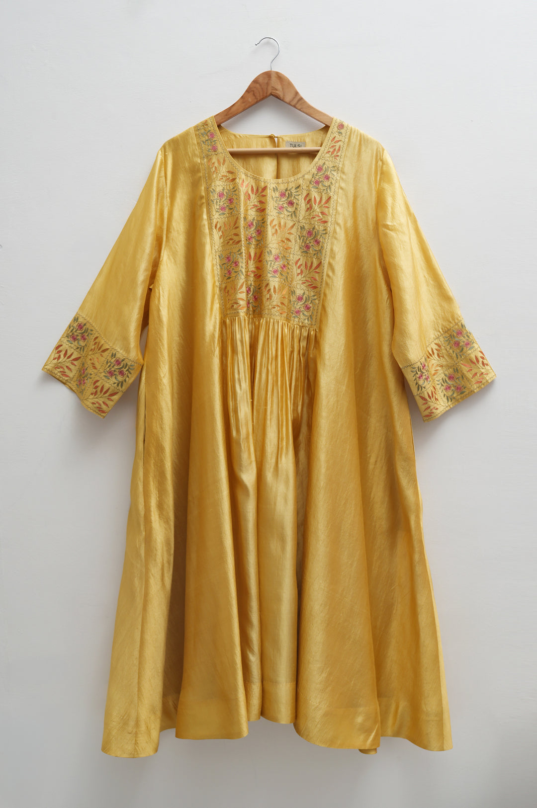 Yellow Embroidered Silk Dress