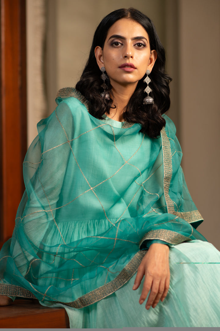 Sea Green Organza Dupatta