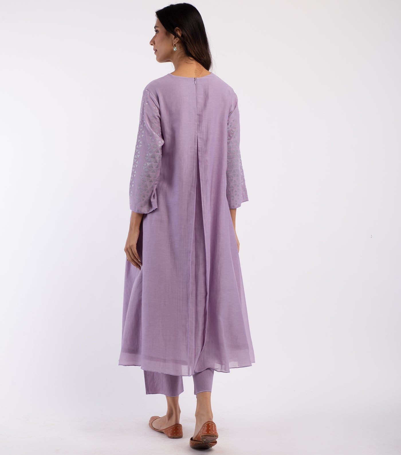 Lavender Embroidered Cotton Kurta & Palazzo Pants Set