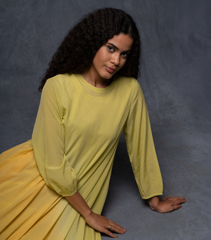 Yellow Ombre Cotton Maxi Dress