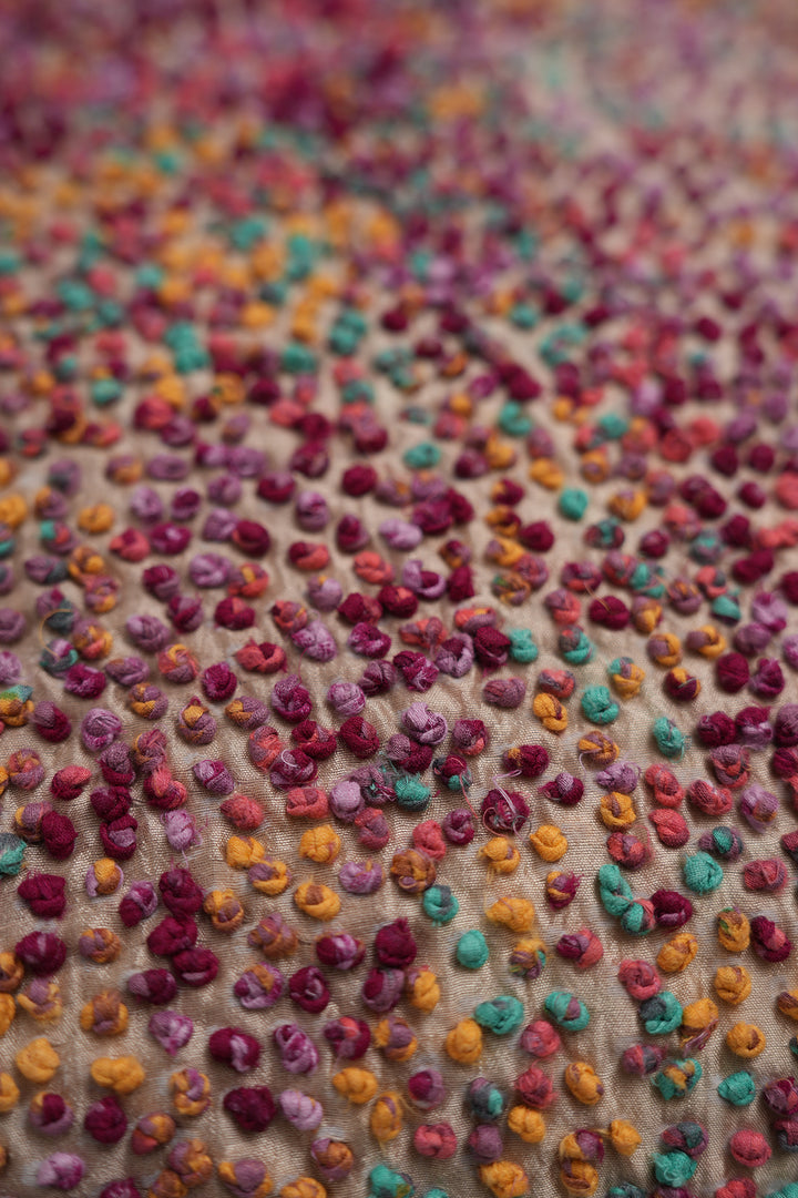 Multi Color French Knot Silk Cushion Cover