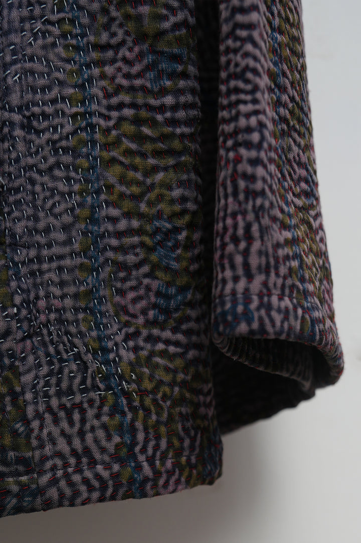 Plum Floral Cotton Kantha Jacket