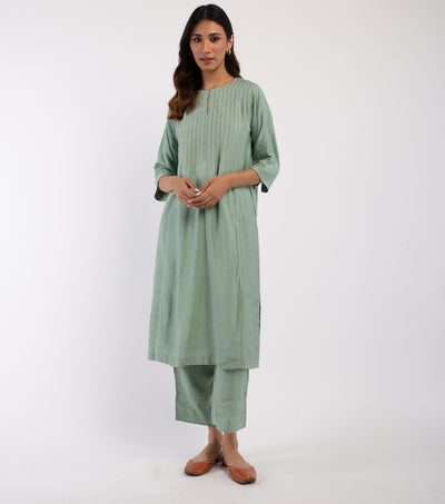 Sage Green Cotton Silk Suit Set