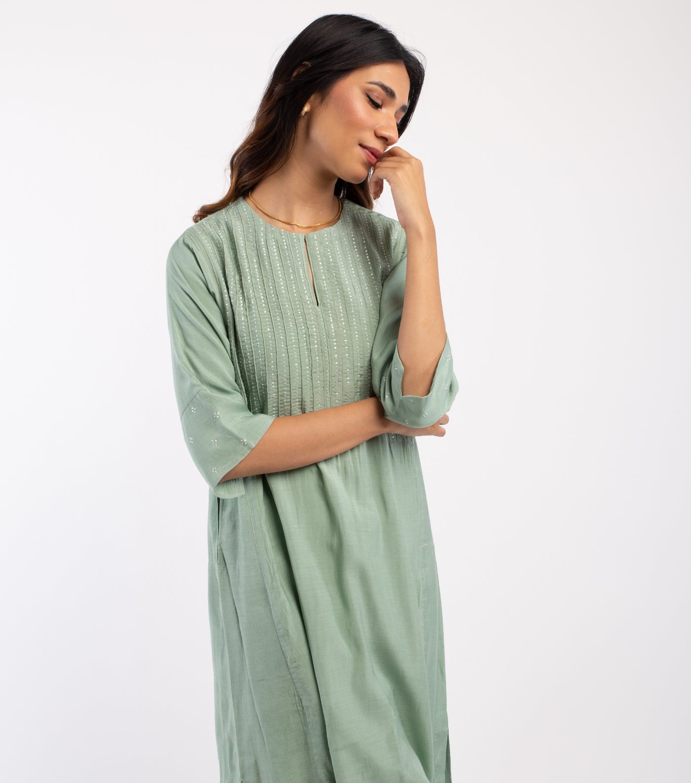 Sage Green Cotton Silk Suit Set