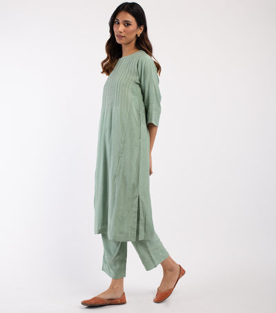 Sage Green Cotton Silk Suit Set