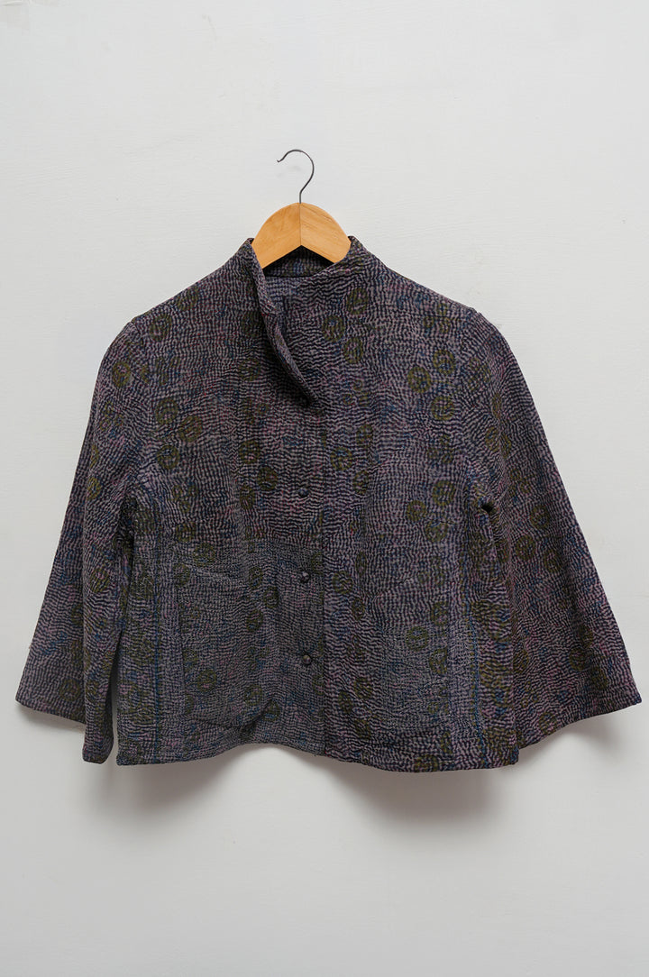 Plum Floral Cotton Kantha Jacket