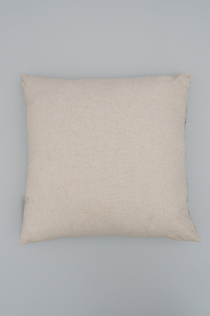 Crimson Geometric Embroidered Cushion Cover