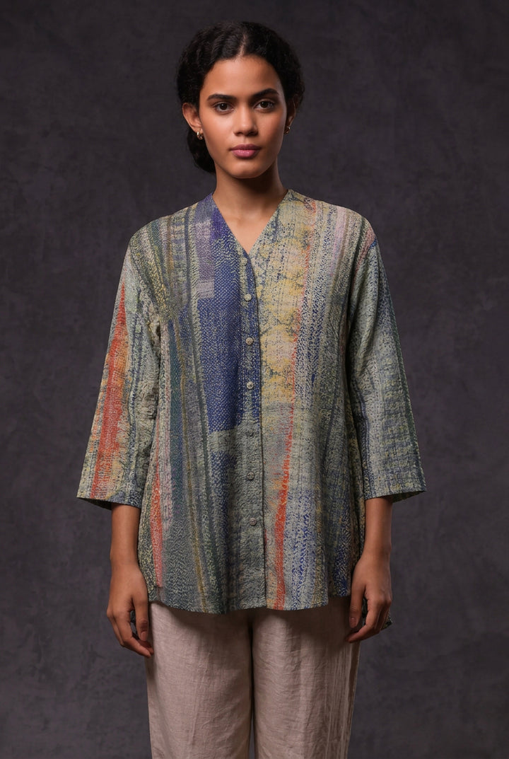 Abstract Print Cotton Shirt