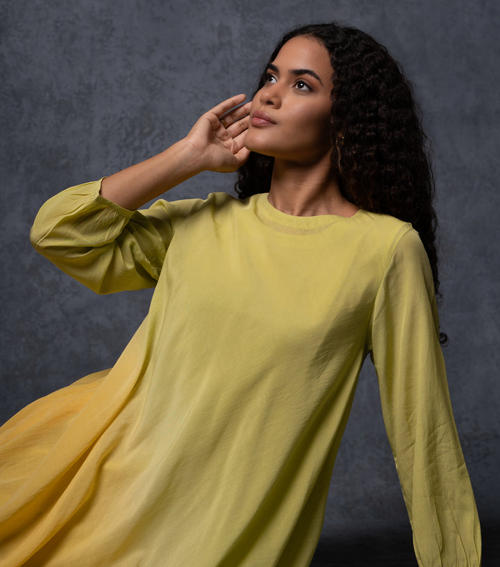 Yellow Ombre Cotton Maxi Dress