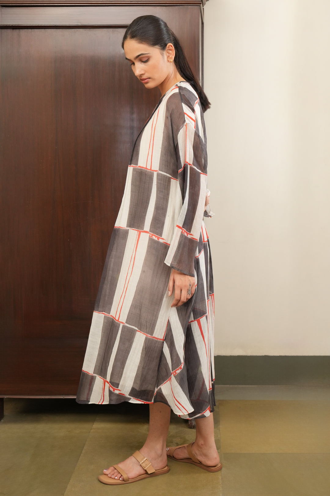 Geometric Printed Chanderi Midi Dress