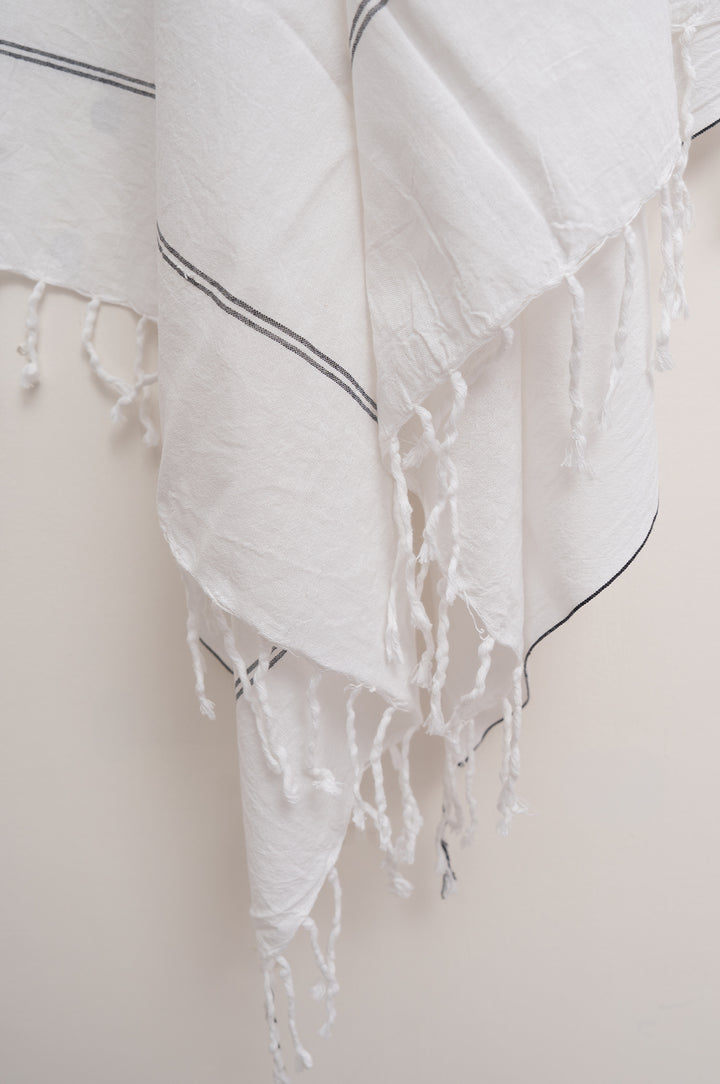 Handwoven Cotton Towel with Signature Black Selvedge