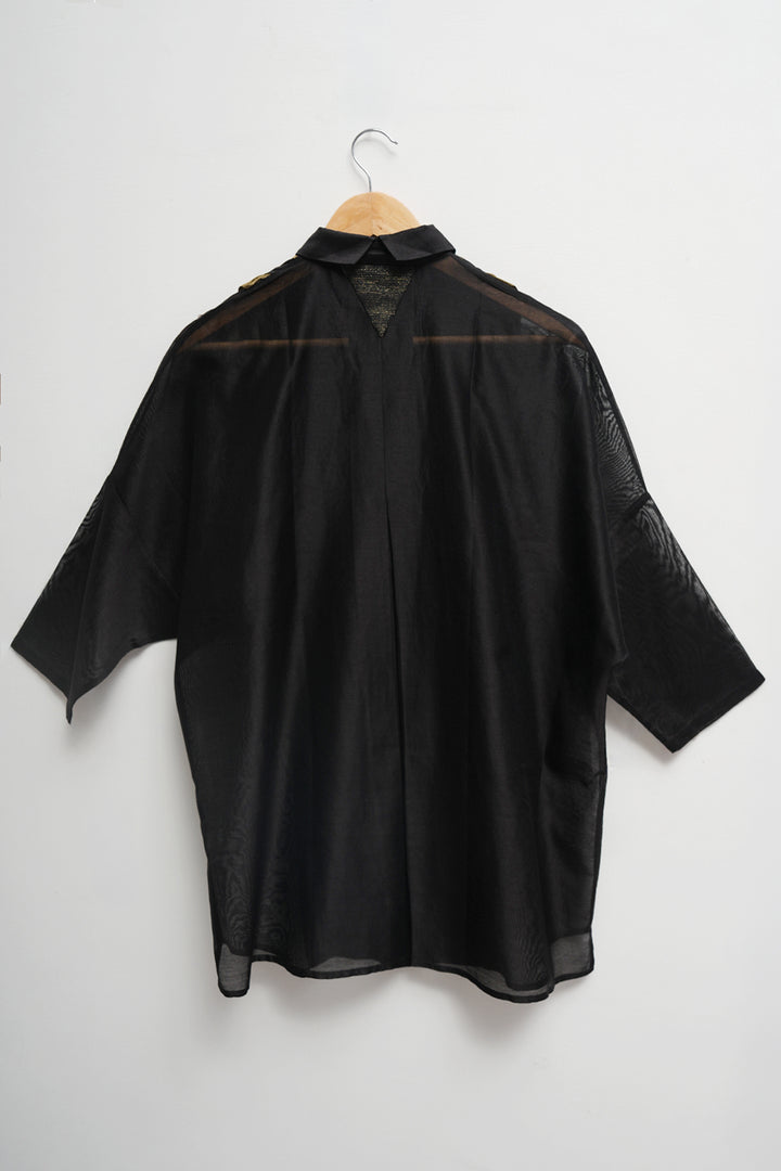 Origami Black Pleated Shirt Set