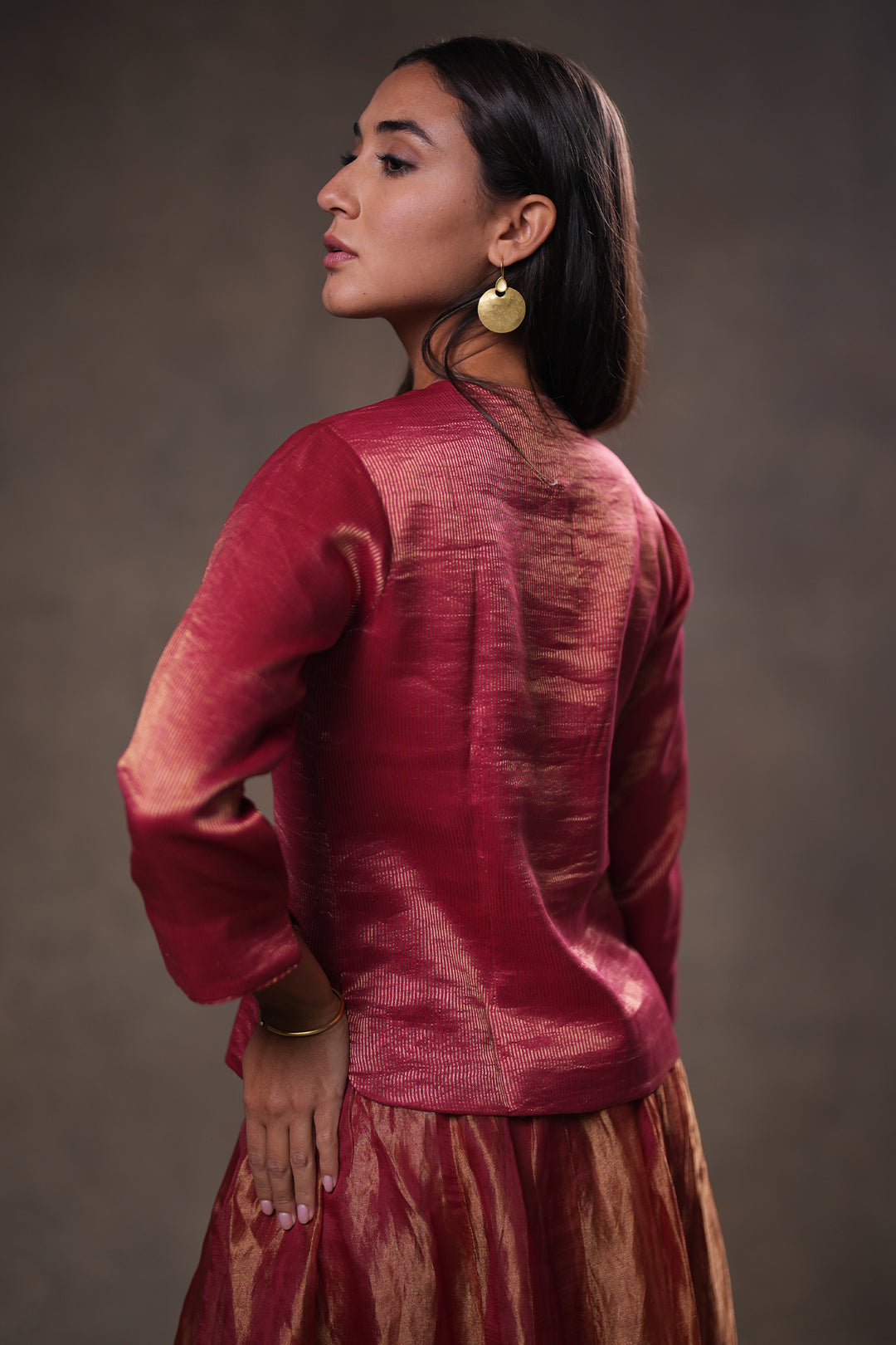 Maroon Stripe Tissue Blouse