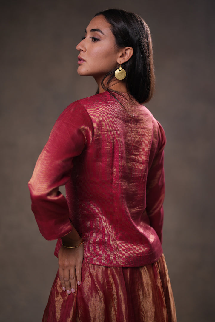 Maroon Stripe Tissue Blouse