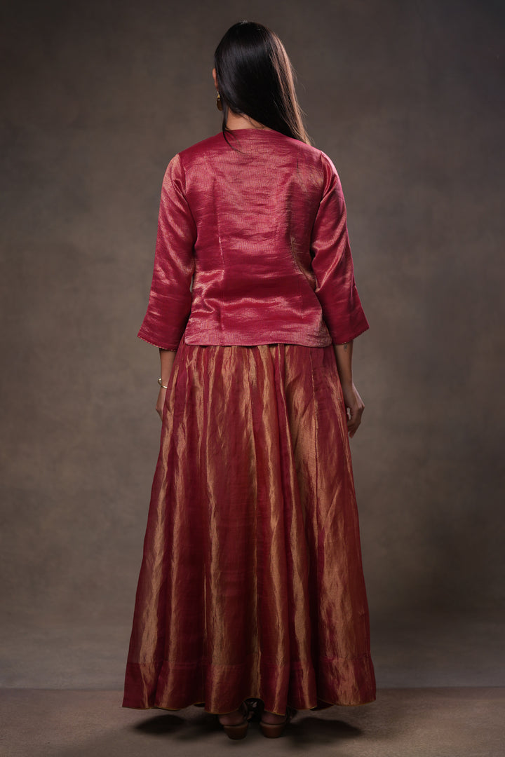 Maroon Stripe Tissue Blouse