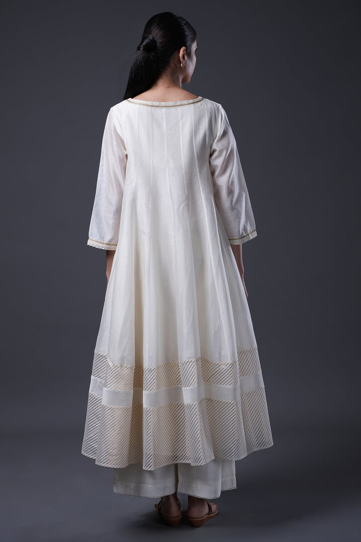 Natural Embroidered Chanderi Kurta