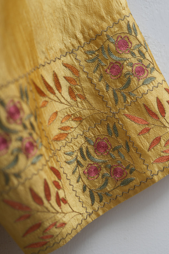 Yellow Embroidered Silk Dress