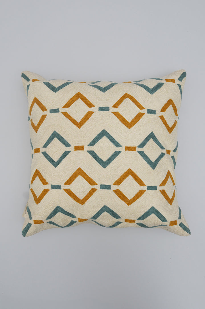 Sage & Ochre Geometric Tufted Cushion Cover