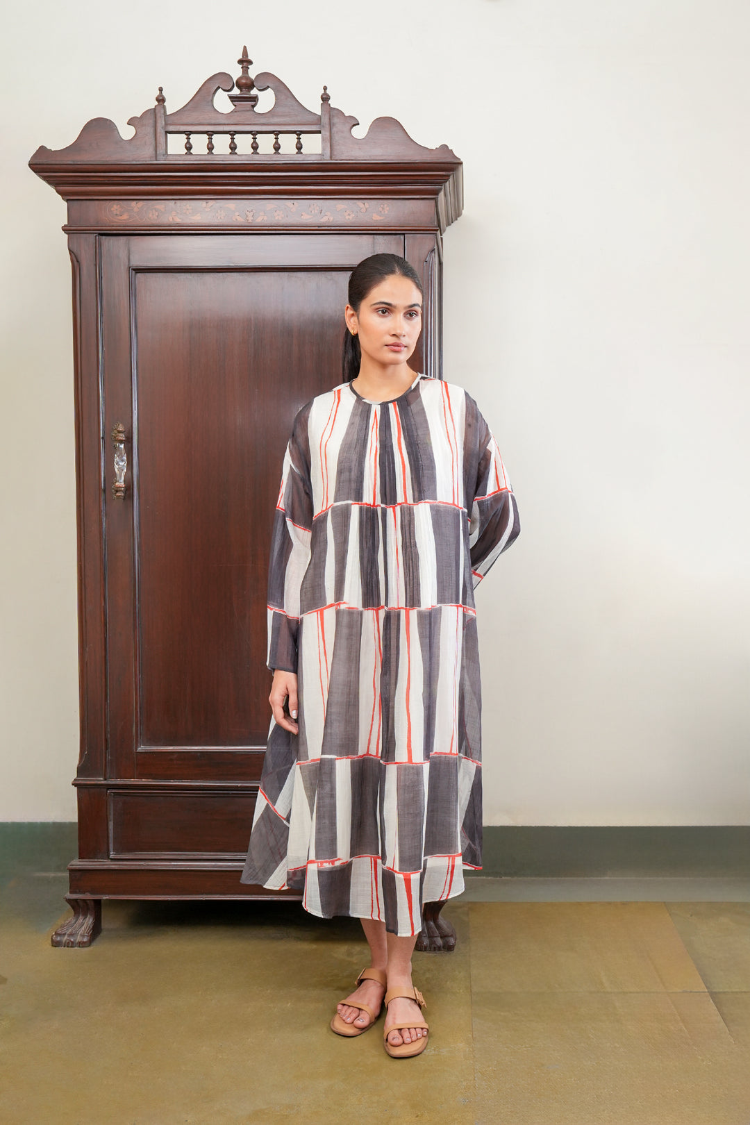 Geometric Printed Chanderi Midi Dress