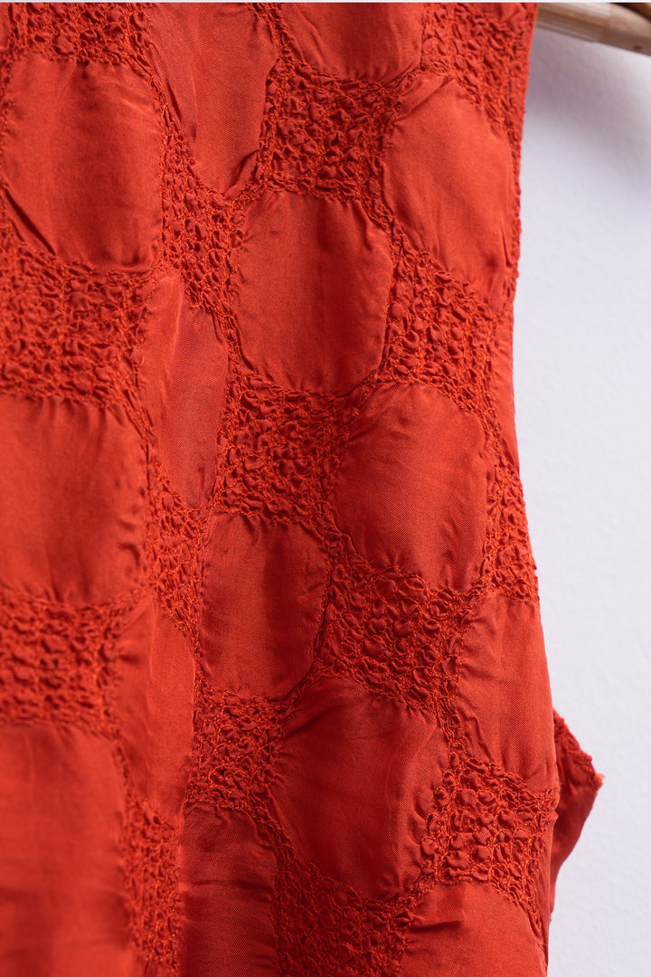 Orange Ombre Silk Embroidered Dress