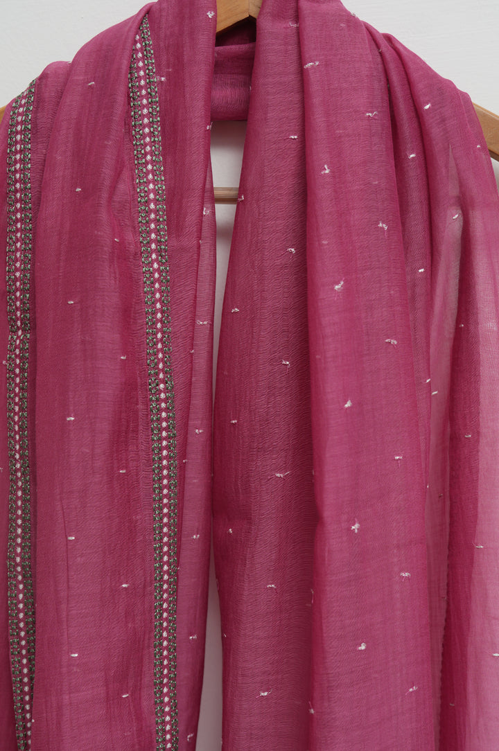 Off-white and Rose Embroidered Kurta Set