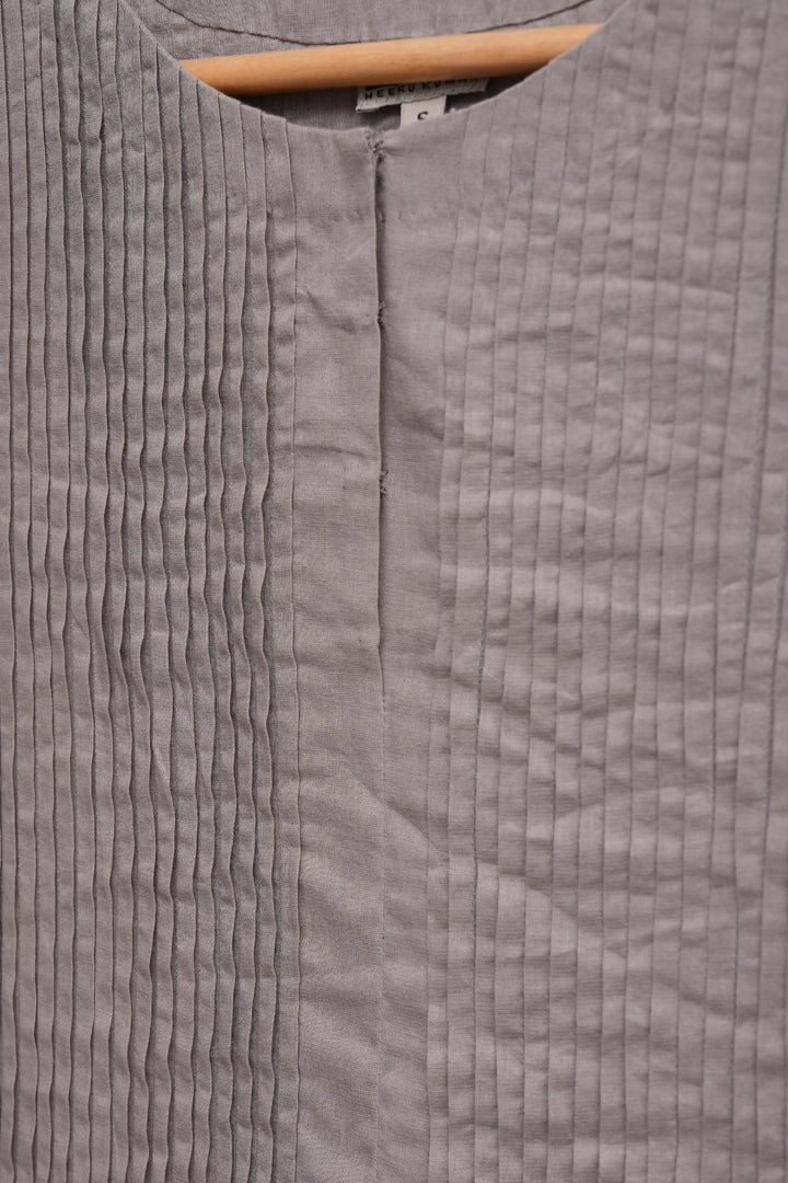 Beige cotton flared kurta