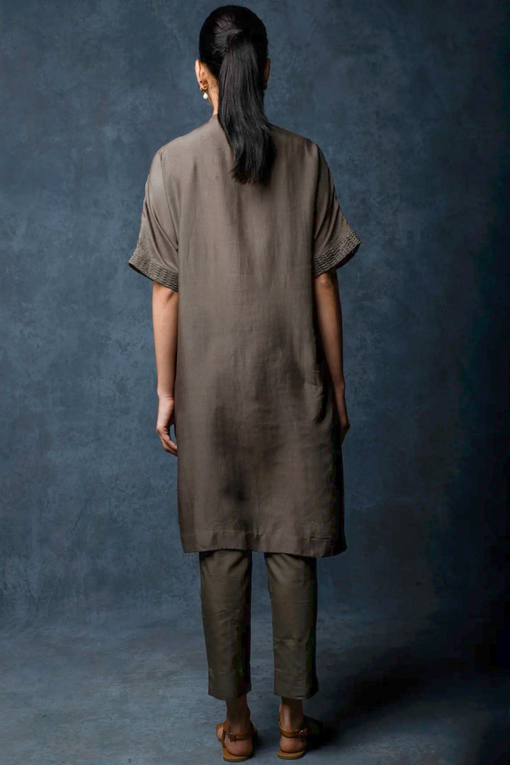 Veg Pintuck Cotton Silk Kurta