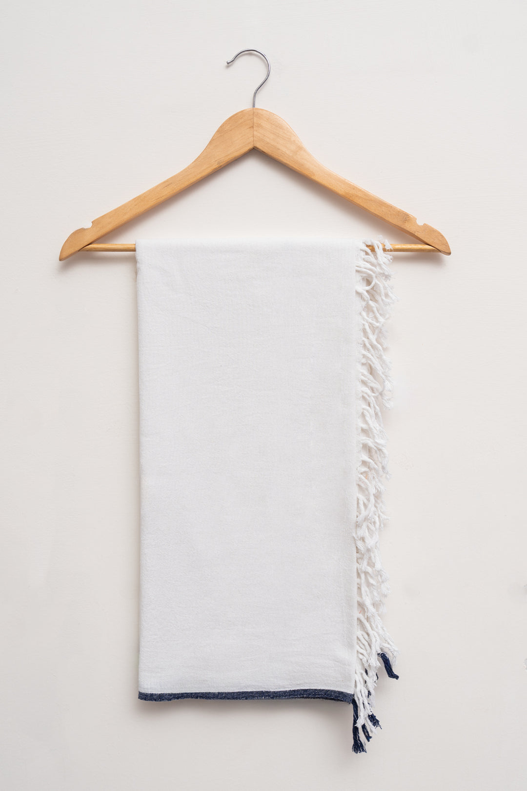 Handwoven Cotton Towel with Signature Blue Selvedge