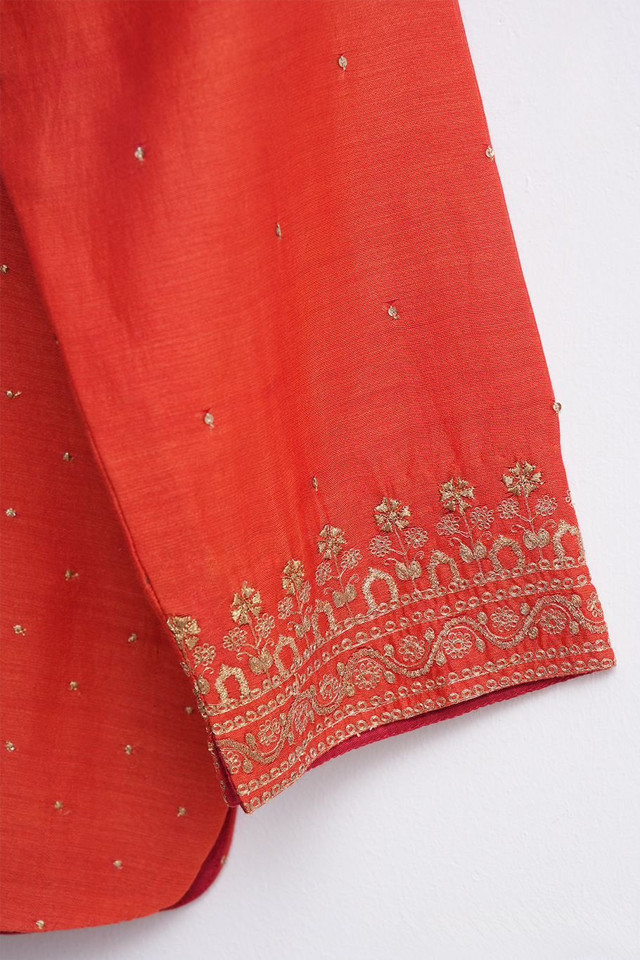 Orange Chanderi Hand Embroidered Blouse