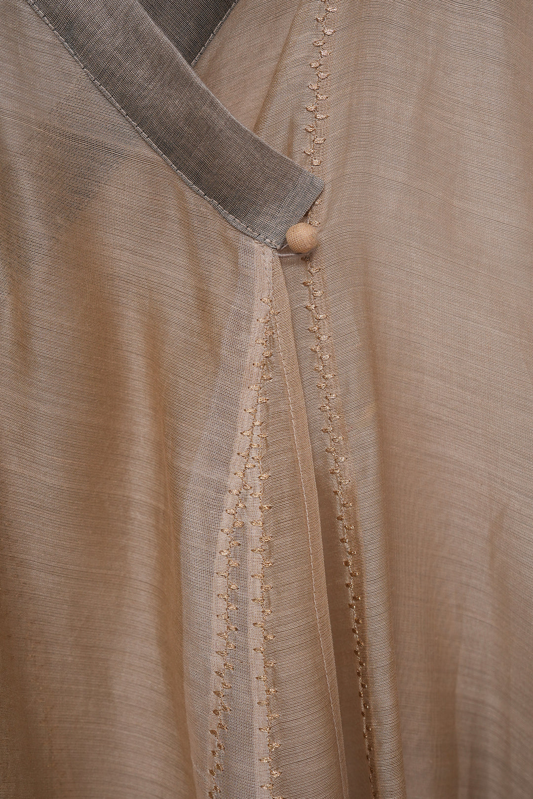 Beige Chanderi Embroidered Choga