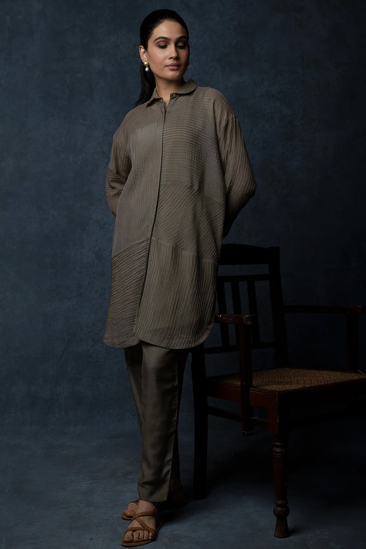 Veg Pintuck Embroidered Cotton co-ord set