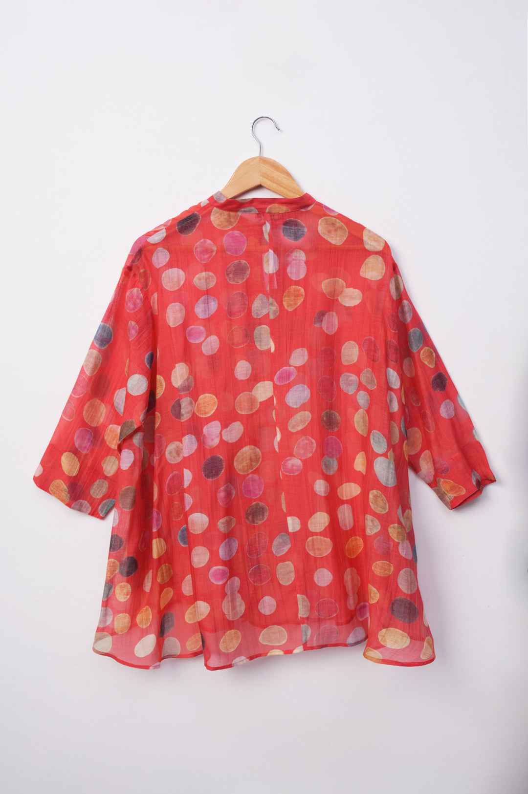 Red Polka Dot Printed Chanderi Shirt