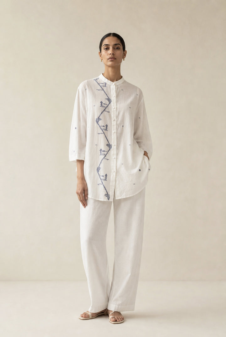 Natural Jamdani Woven Shirt