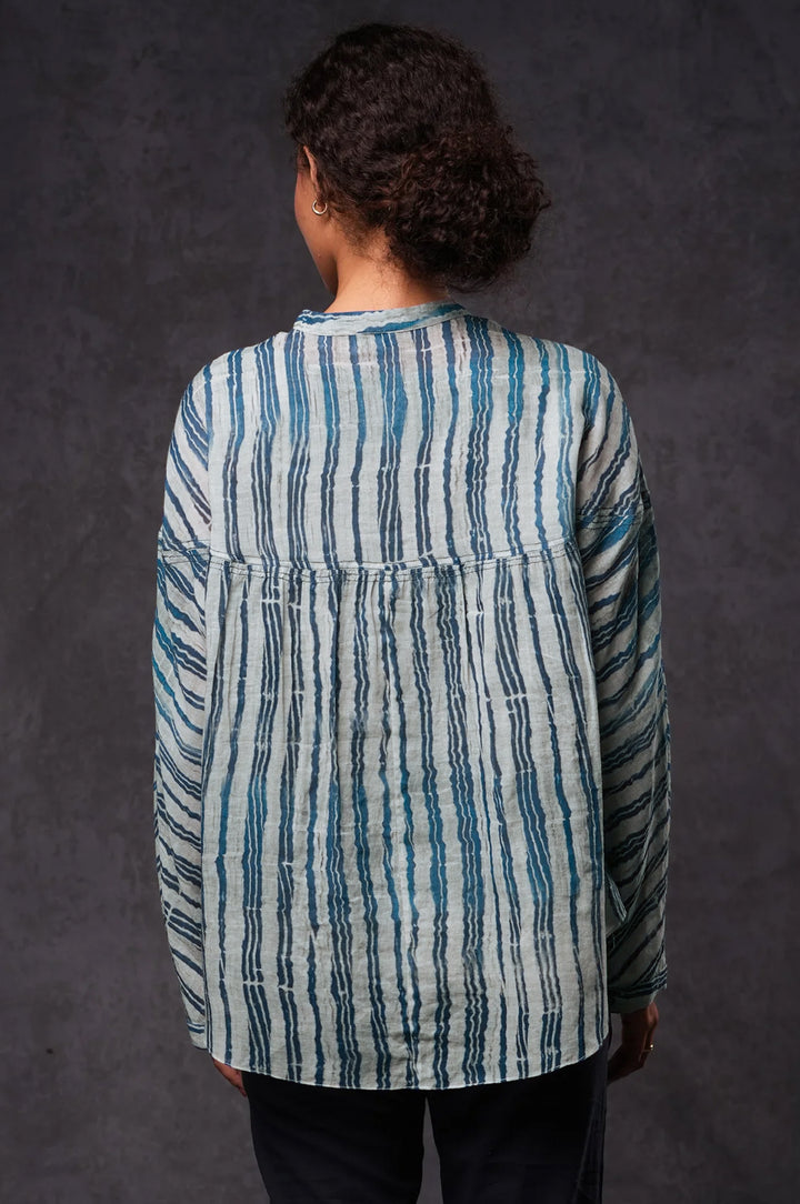 Blue Striped Cotton Printed Shirt
