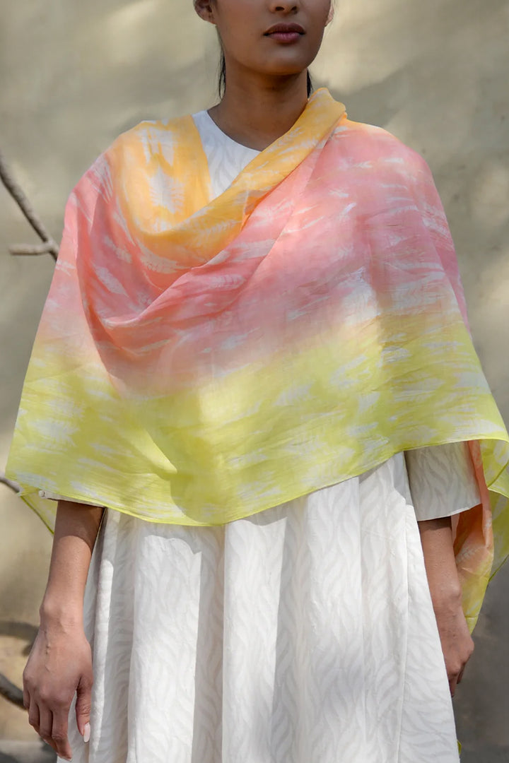 Trichromatic  shibori dupatta
