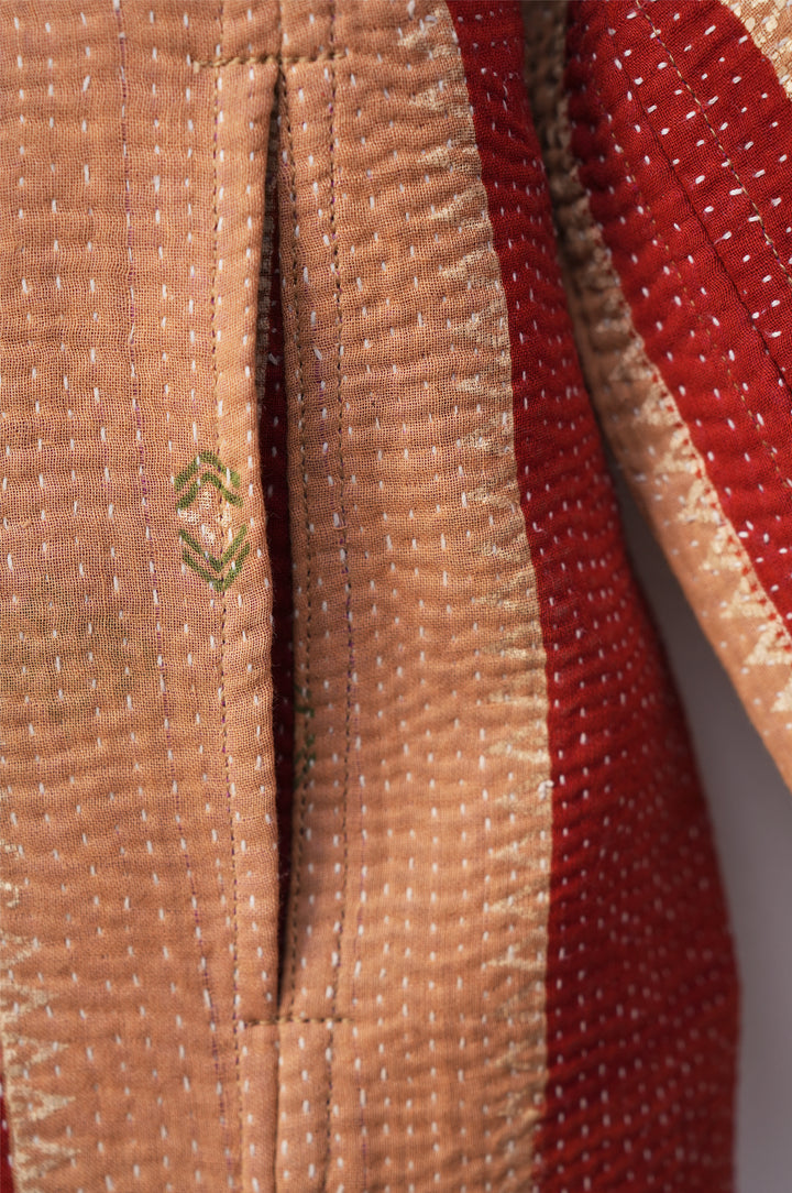 Maroon Vintage Cotton Kantha Jacket