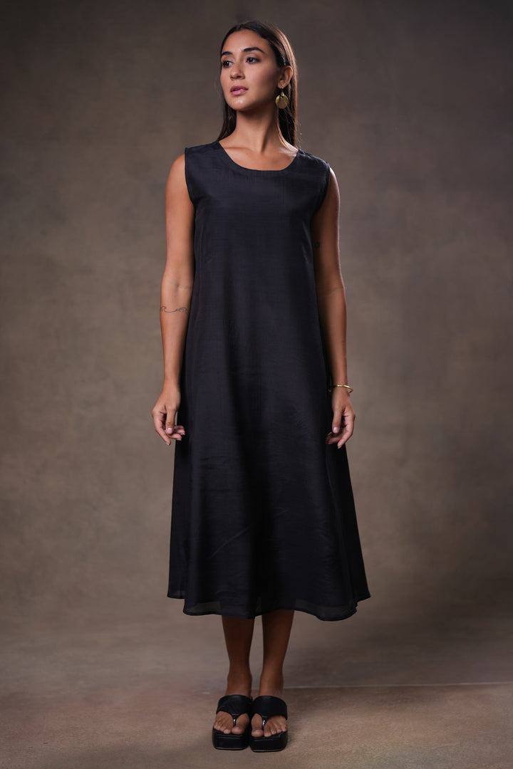 Black Tissue Cape with Cotton Silk Slip