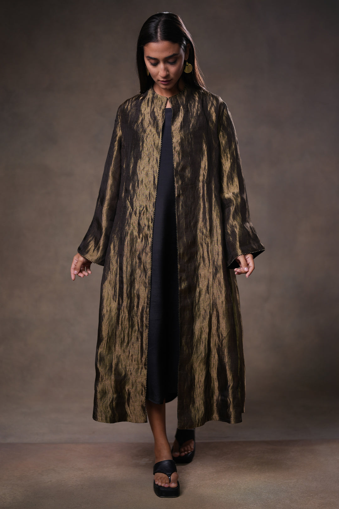 Gold/Black Tissue Jacket with Cotton Silk Slip