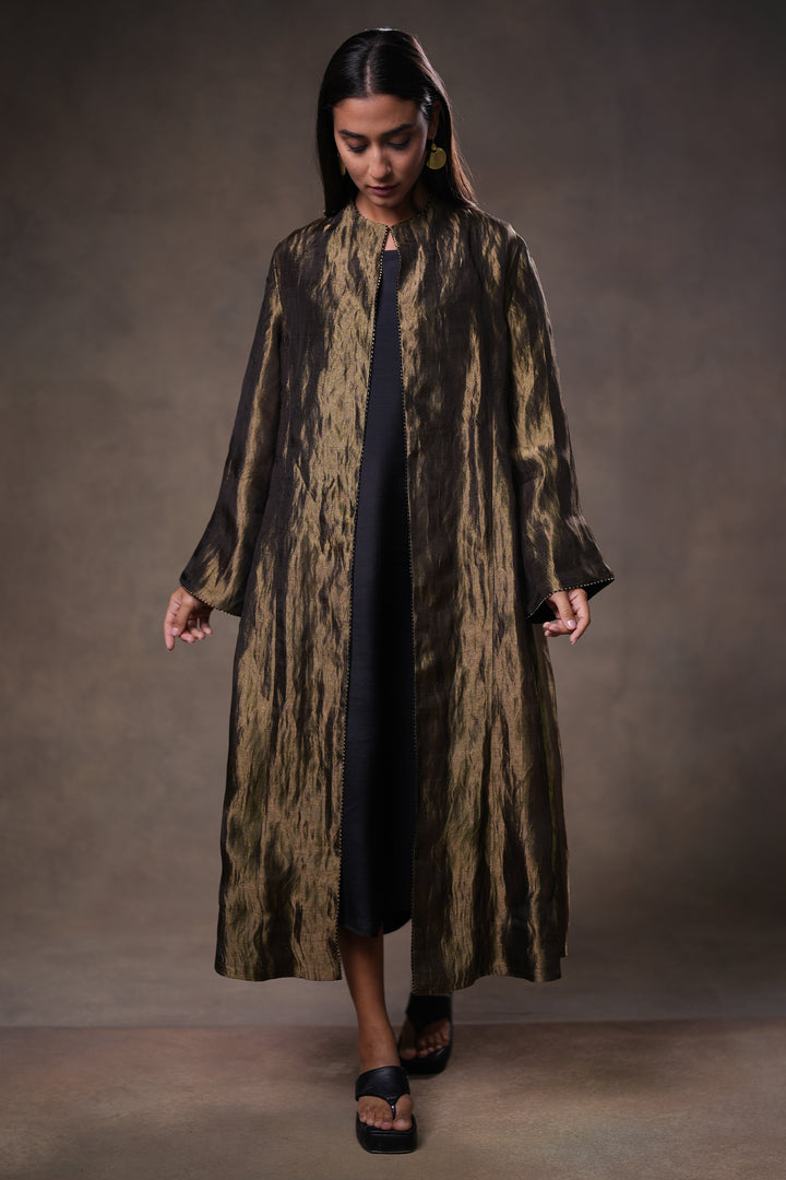 Gold/Black Tissue Jacket with Cotton Silk Slip