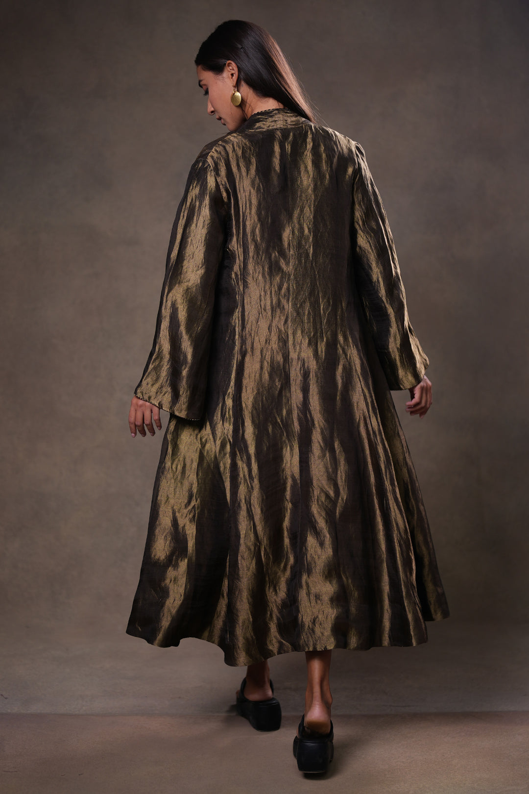 Gold/Black Tissue Jacket with Cotton Silk Slip