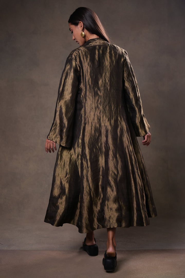 Gold/Black Tissue Jacket with Cotton Silk Slip