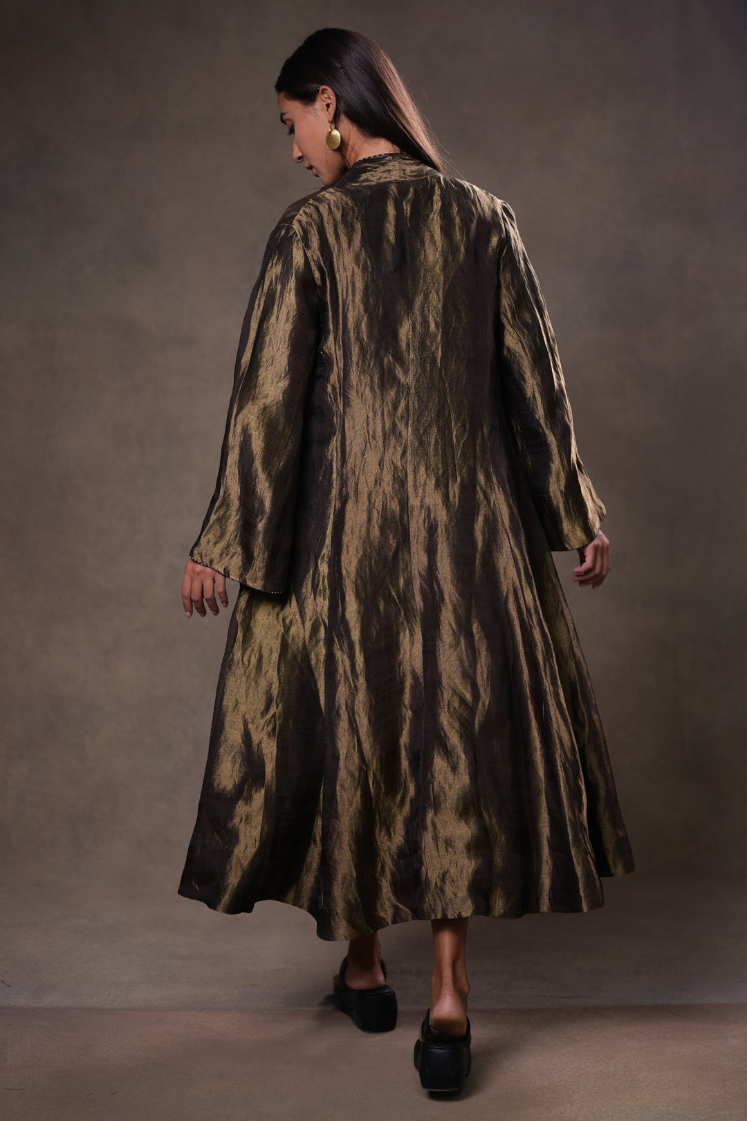 Black Tissue Cape with Cotton Silk Slip