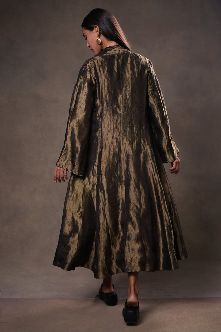 Black Tissue Cape with Cotton Silk Slip