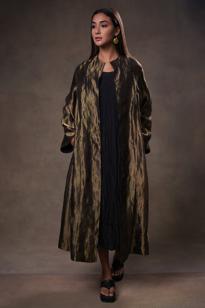 Gold/Black Tissue Jacket with Cotton Silk Slip