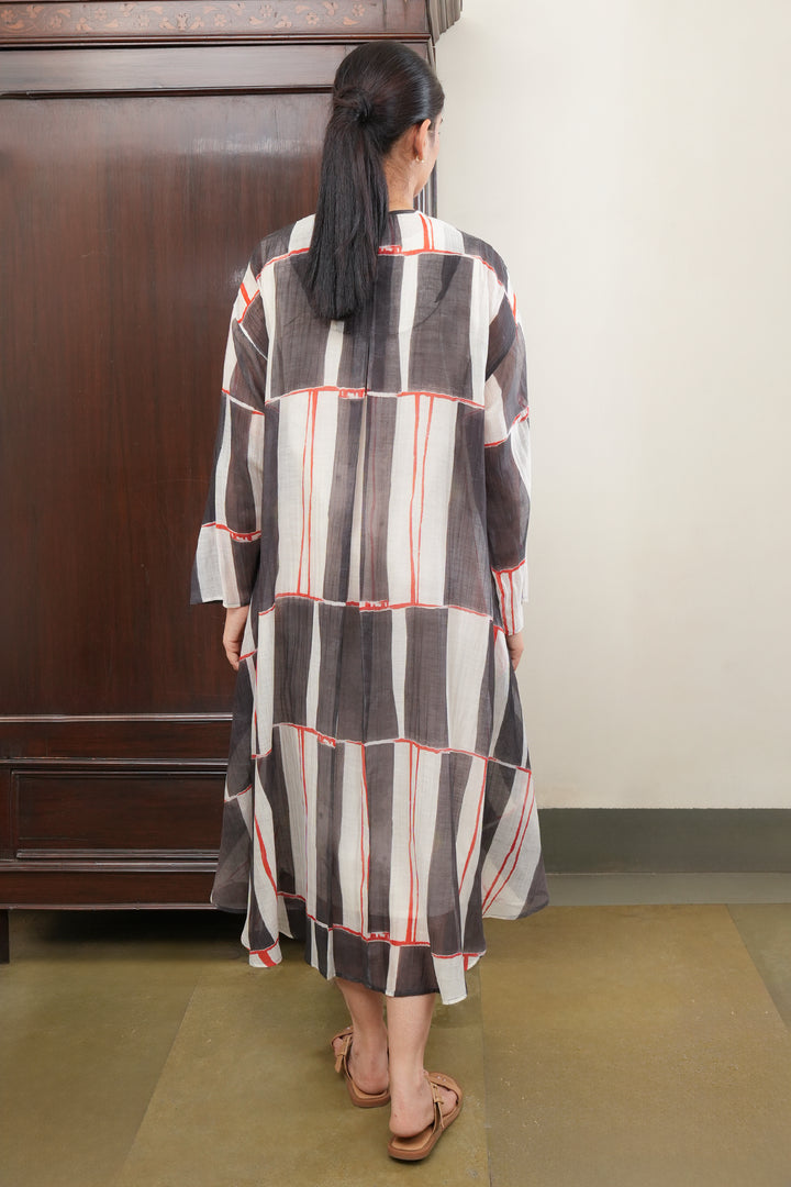 Geometric Printed Chanderi Midi Dress